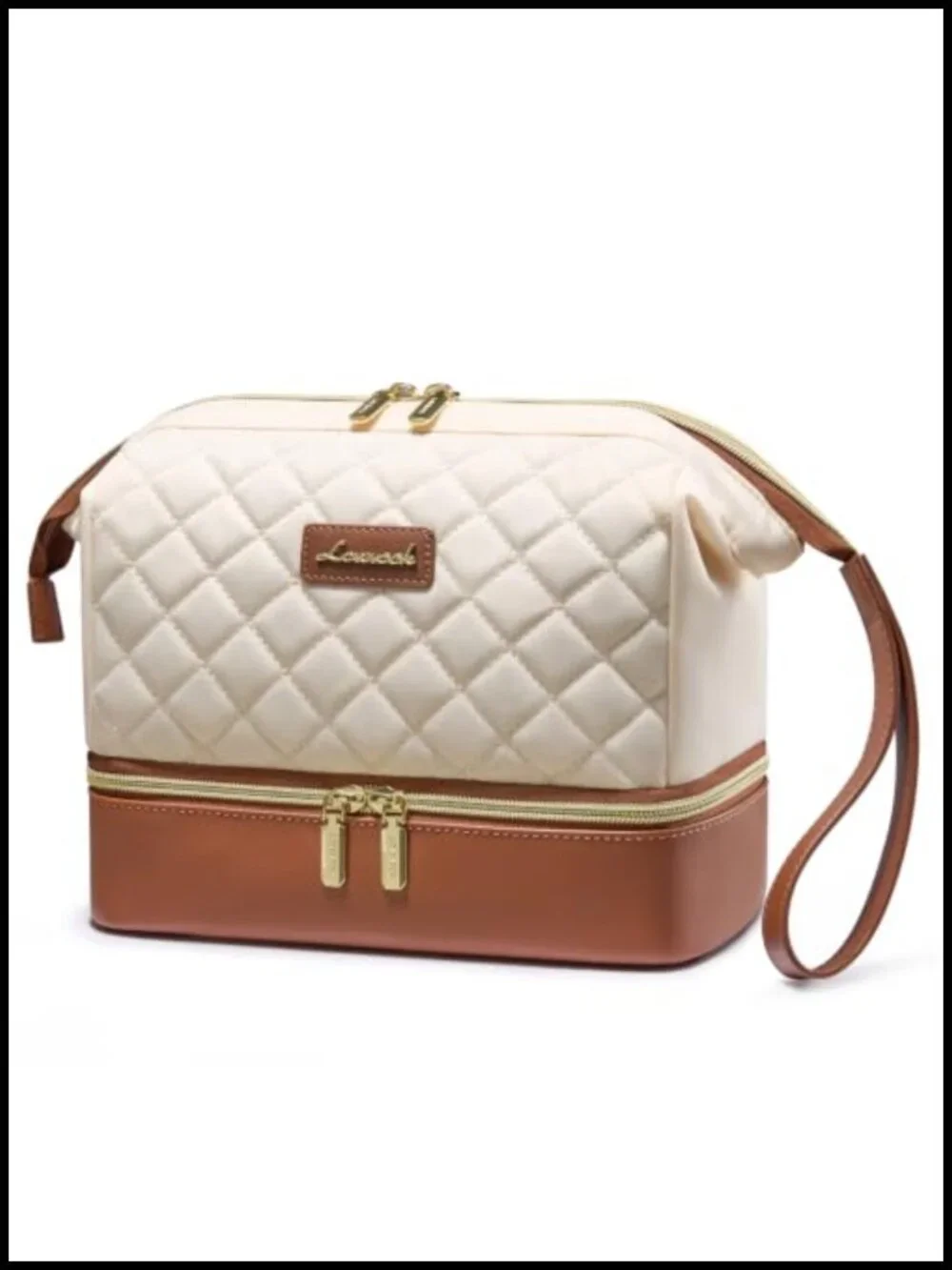 Travel Makeup Bag for Women, Double Layer Toiletry Organizer with Brush